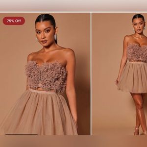 Olivia Tulle Mini Skirt Mocha